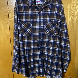 Woolrich Brown and Blue Plaid Button Down Shirt